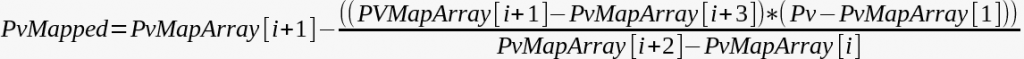 Equation that linearize the value from the distance sensor for the PID regulator.